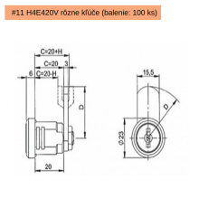 Zámok #11 H4E420V vhodný na montáž do šatníkovej skrinky. 