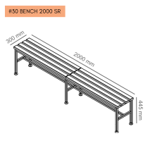 #30 BENCH 2000 SR – Šatníková lavica s dĺžkou 2000 mm s roštom na topánky