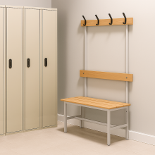 #16 BENCH 1000 AH – Šatníková lavica s opierkou a vešiakmi, 1000 mm