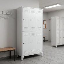 6-dverová šatňová skriňa s krátkymi dverami a nožičkami