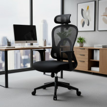 Kancelárska stolička so sieťovanou opierkou chrbta a opierkou hlavy