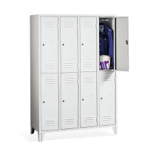 8-dverová šatňová skriňa s krátkymi dverami a nožičkami - RAL 7035/svetlošedá