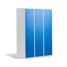 3-dverová šatníková skriňa široká s modrými dvierkami