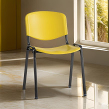 Jedálenská stolička, žltá, plastová