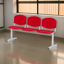 3-miestna sedacia lavica do čakárne v červenej farbe.