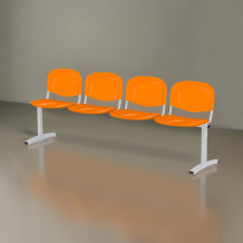 4-miestna sedacia lavica s kovovou konštrukciou - oranžová farba.