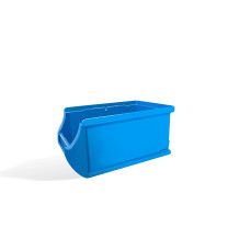 Modrý plastový sortačný box.
