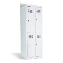 #03 MINI 4 – 4-dverová kovová šatníková skriňa delená, 1800/600/500 mm, RAL 7035 + šikmá strieška