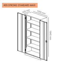 #03 STRONG STANDARD MAXI – Kancelárska alebo dielenská skriňa so 4 