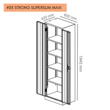 #03 STRONG SUPERSLIM MAXI – Kancelárska alebo dielenská skriňa so 4 policami, 1945/600/420 mm
