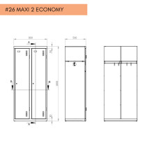 #26 MAXI 2 ECONOMY – 2-dverová šatňová skrina s prepážkou 1800/800/500 mm