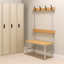 #16 BENCH 1000 AH – Šatníková lavica s opierkou a vešiakmi, 1000 mm