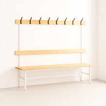 #16 BENCH 2000 AH – Šatníková lavica s opierkou a vešiakmi, 2000 mm