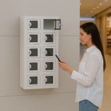 Skriňa na nabíjanie mobilných telefónov s 10 priehradkami s plexisklom