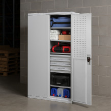 Skriňa na náradie s vysokou nosnosťou, 4 police + 4 zásuvky