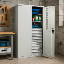 Skriňa na náradie s vysokou nosnosťou, 4 police + 8 zásuviek