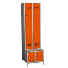 #03 MINI 4 PLUS – 4+4-dverová šatníková skriňa s krátkymi dverami, zabudovanou lavicou a skriňami na obuv