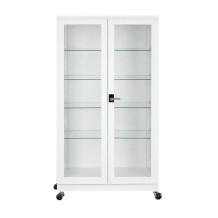 Nemocničná skrinka na lieky so 4 sklenenými policami a kolieskami (demont)