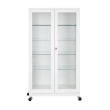 Nemocničná skrinka na lieky so 4 sklenenými policami a kolieskami (demont)