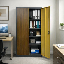 Kancelárska skriňa na dokumenty s imitáciou tmavého dreva