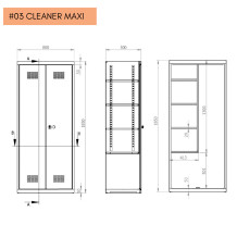 #03 CLEANER MAXI – Kovová skriňa pre upratovačky 1850/800/500