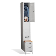 #03 MINI 2 PLUS – 2+2-dverová šatníková skriňa s krátkymi dverami, zabudovanou lavicou a skriňami na obuv, RAL 7016