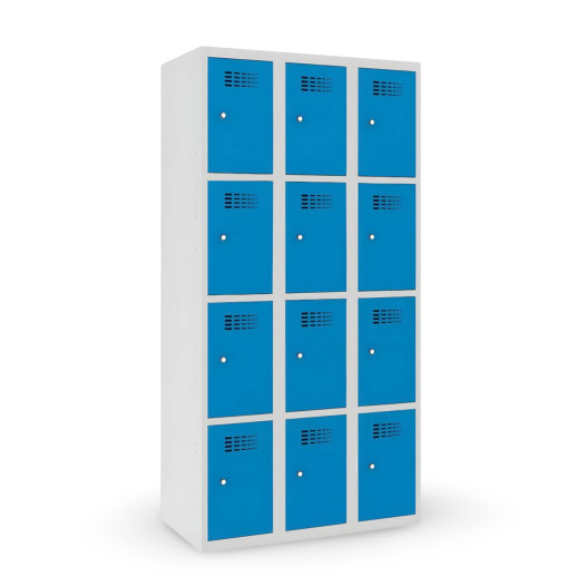 #02 BOXES 12 BLUE - Modrá skriňa na úschovu cenností s 12 priehradkami, 1800/900/500 mm