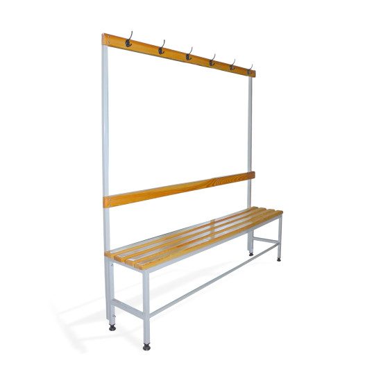Šatníková lavica s opierkou a vešiakmi, dĺžka 1500 mm - 2. trieda
