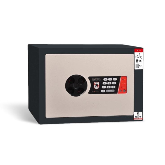 #17 MINISAFE S25 ELECTRO – Bezpečnostná schránka čierno – biela, elektronický zámok, 350 x 250 x 260 mm