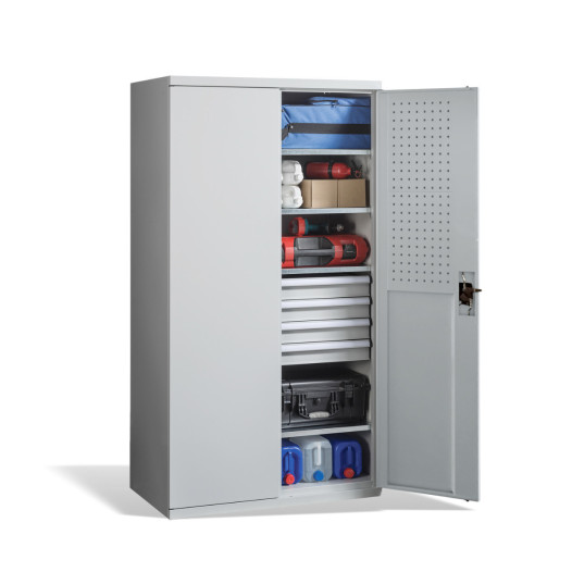 Skriňa na náradie s vysokou nosnosťou, 4 police + 4 zásuvky