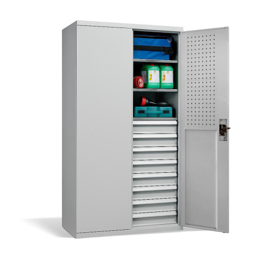 Skriňa na náradie s vysokou nosnosťou, 4 police + 8 zásuviek