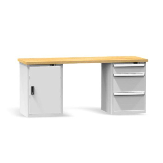 #29 HARDWORK CD3W – Pracovný stôl so skrinkou tromi zásuvkami, 2000 mm, nosnosť do 800 kg