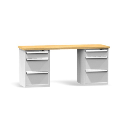 Pracovný stôl s tromi zásuvkami na oboch stranách, 2000 mm