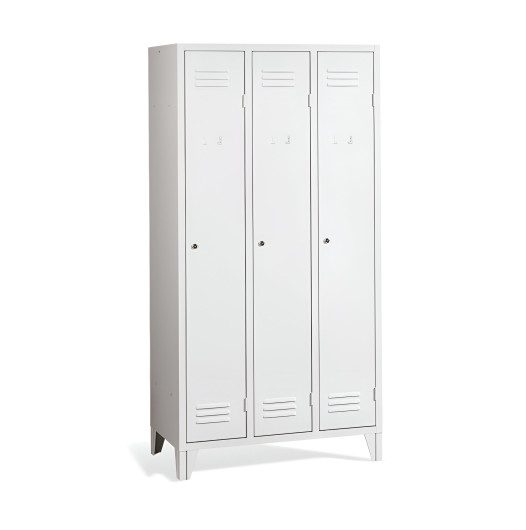 3-dverová šatňová skriňa s dlhými dverami a nožičkami