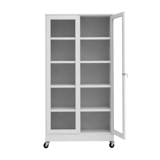 Nemocničná skrinka na lieky so 4 kovovými policami a kolieskami (demont)