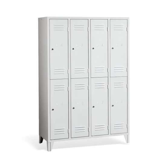 8-dverová šatňová skriňa s krátkymi dverami a nožičkami - RAL 7035/svetlošedá