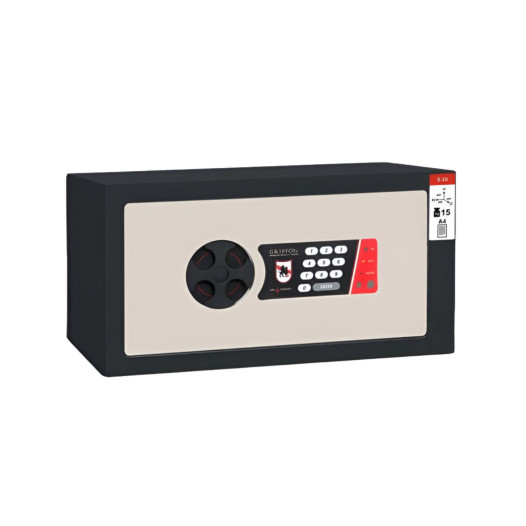 #17 MINISAFE S20 ELECTRO – Bezpečnostná schránka čierno – biela, 380 x 200 x 260 mm