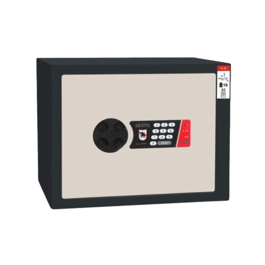 #17 MINISAFE S30 ELECTRO – Bezpečnostná schránka čierno – biela, 380 x 300 x 320 mm
