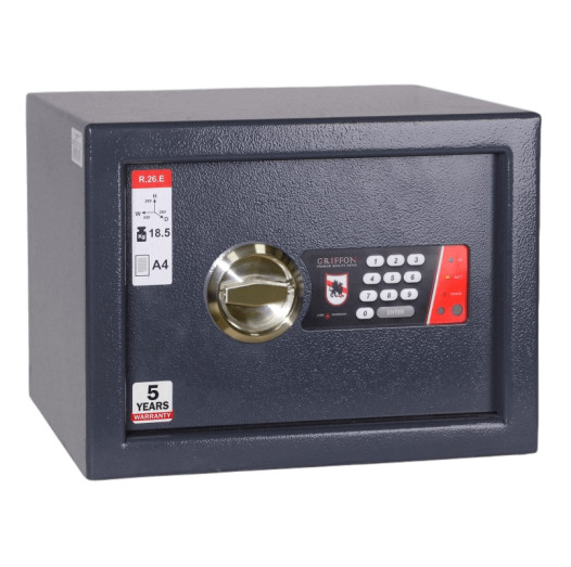 #17 MINISAFE R26 ELECTRO – Bezpečnostná schránka čierna, 350 x 260 x 260 mm