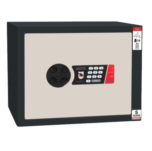 #17 MINISAFE S30 ELECTRO – Bezpečnostná schránka čierno – biela, 380 x 300 x 320 mm