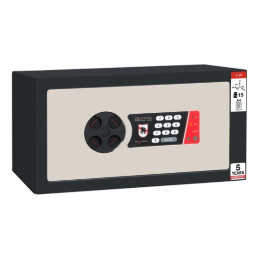 #17 MINISAFE S20 ELECTRO – Bezpečnostná schránka čierno – biela, 380 x 200 x 260 mm