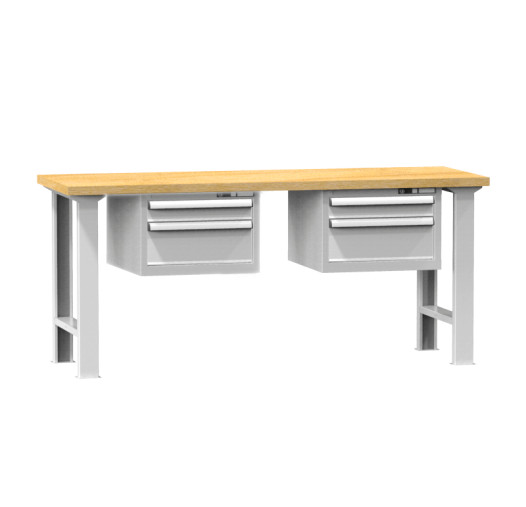 #29 HARDWORK D2D2W – Pracovný stôl s dvomi zásuvkami na oboch stranách, 2000 mm, s nosnosťou do 800 kg
